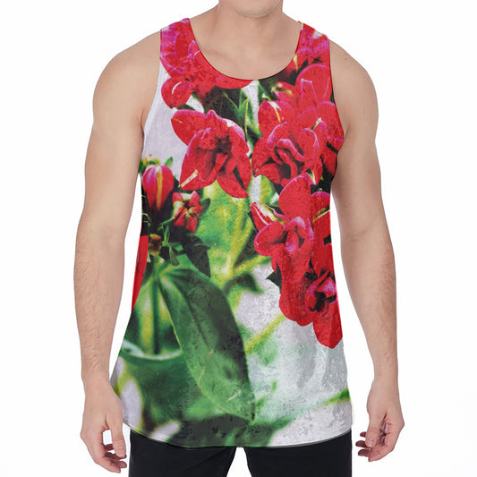 Bouvardia Plant Print Men's Velvet Tank Top