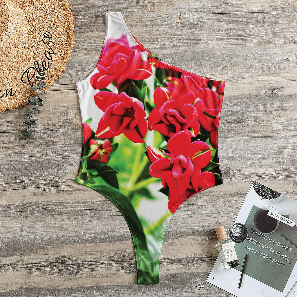 Bouvardia Plant Print One Shoulder Bodysuit