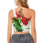 Bouvardia Plant Print One Shoulder Crop Top