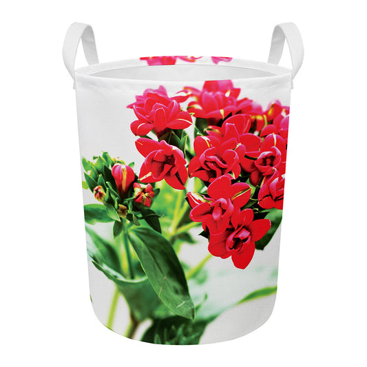 Bouvardia Plant Print Round Laundry Basket