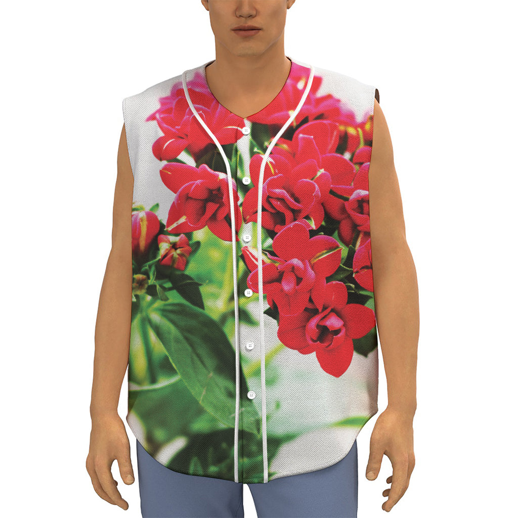 Bouvardia Plant Print Sleeveless Baseball Jersey