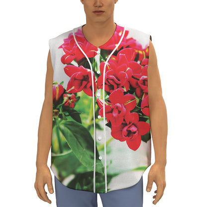 Bouvardia Plant Print Sleeveless Baseball Jersey