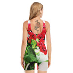 Bouvardia Plant Print Sleeveless One Piece Swimsuit