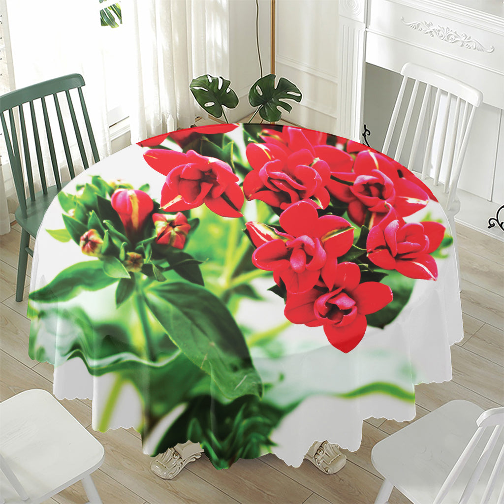 Bouvardia Plant Print Waterproof Round Tablecloth