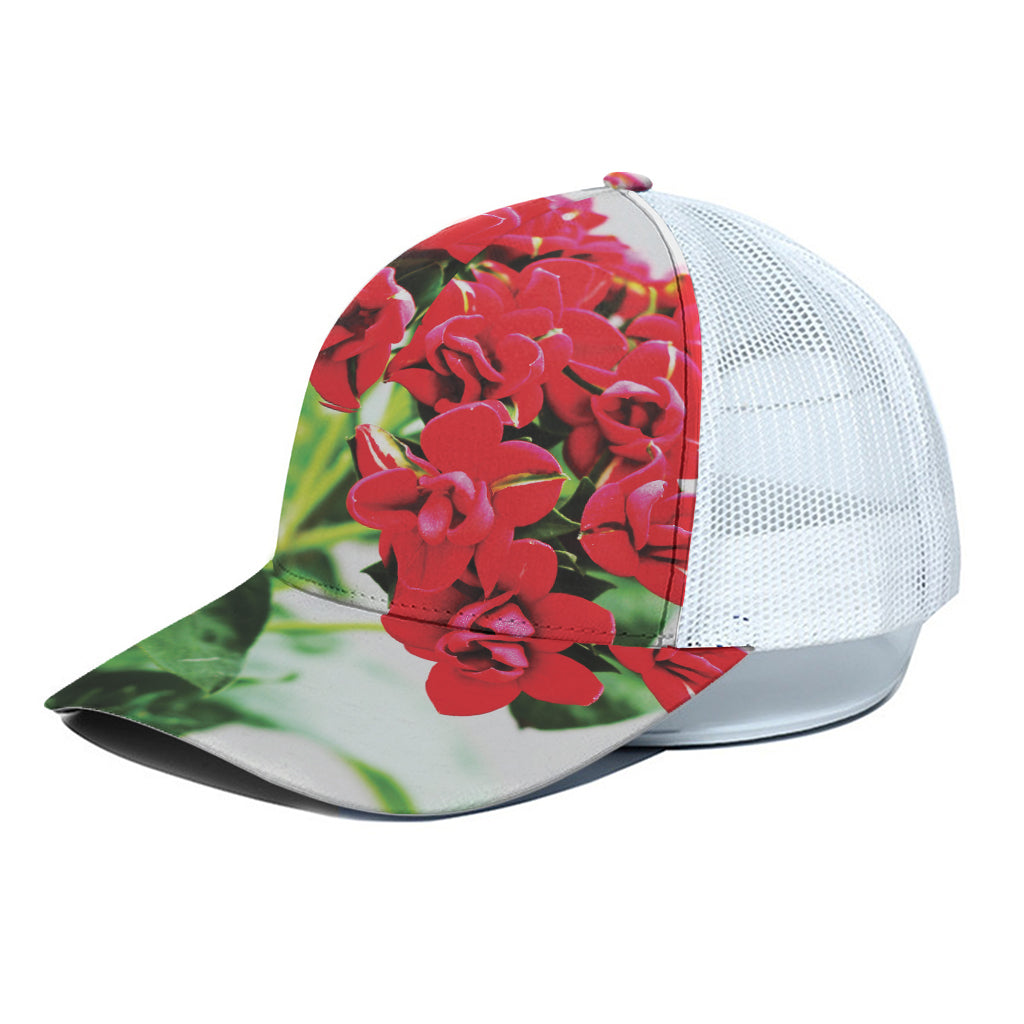 Bouvardia Plant Print White Mesh Trucker Cap