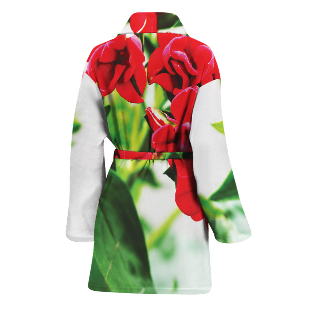 Bouvardia Plant Print Women's Bathrobe