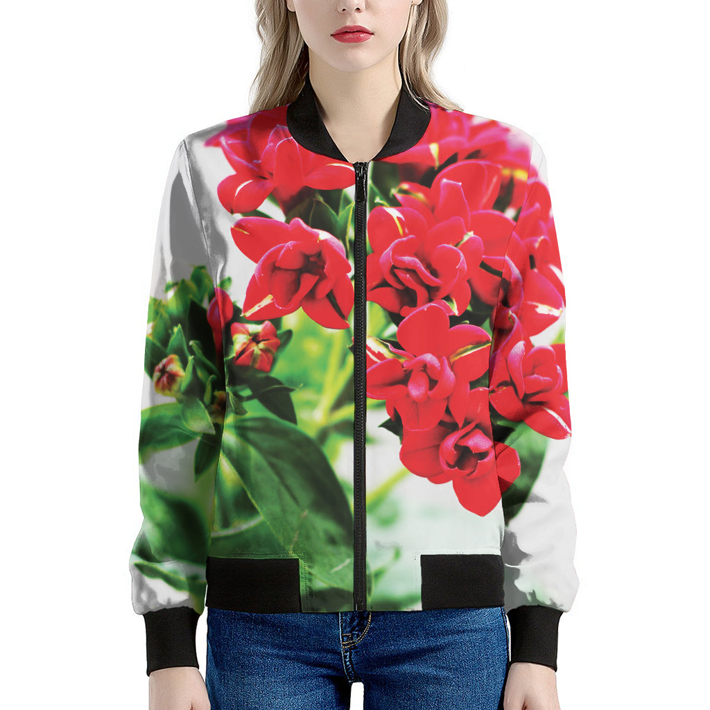 Bouvardia Plant Print Women's Bomber Jacket