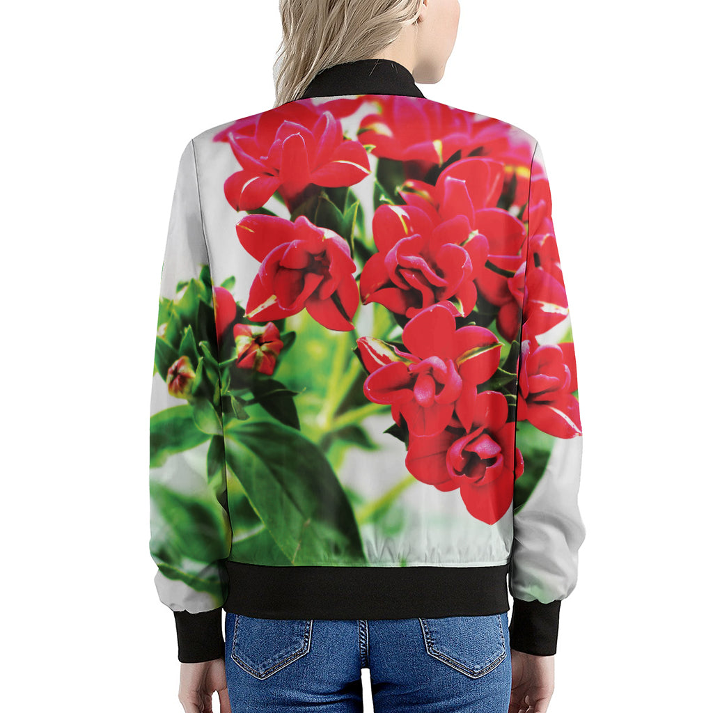 Bouvardia Plant Print Women's Bomber Jacket