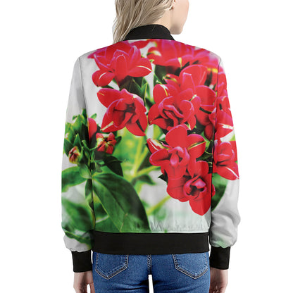 Bouvardia Plant Print Women's Bomber Jacket
