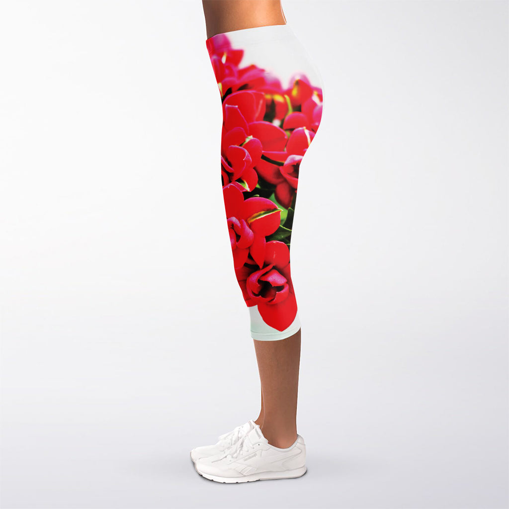 Bouvardia Plant Print Women's Capri Leggings