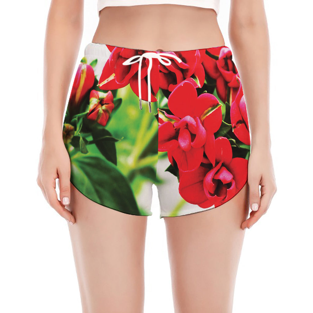 Bouvardia Plant Print Women's Split Running Shorts