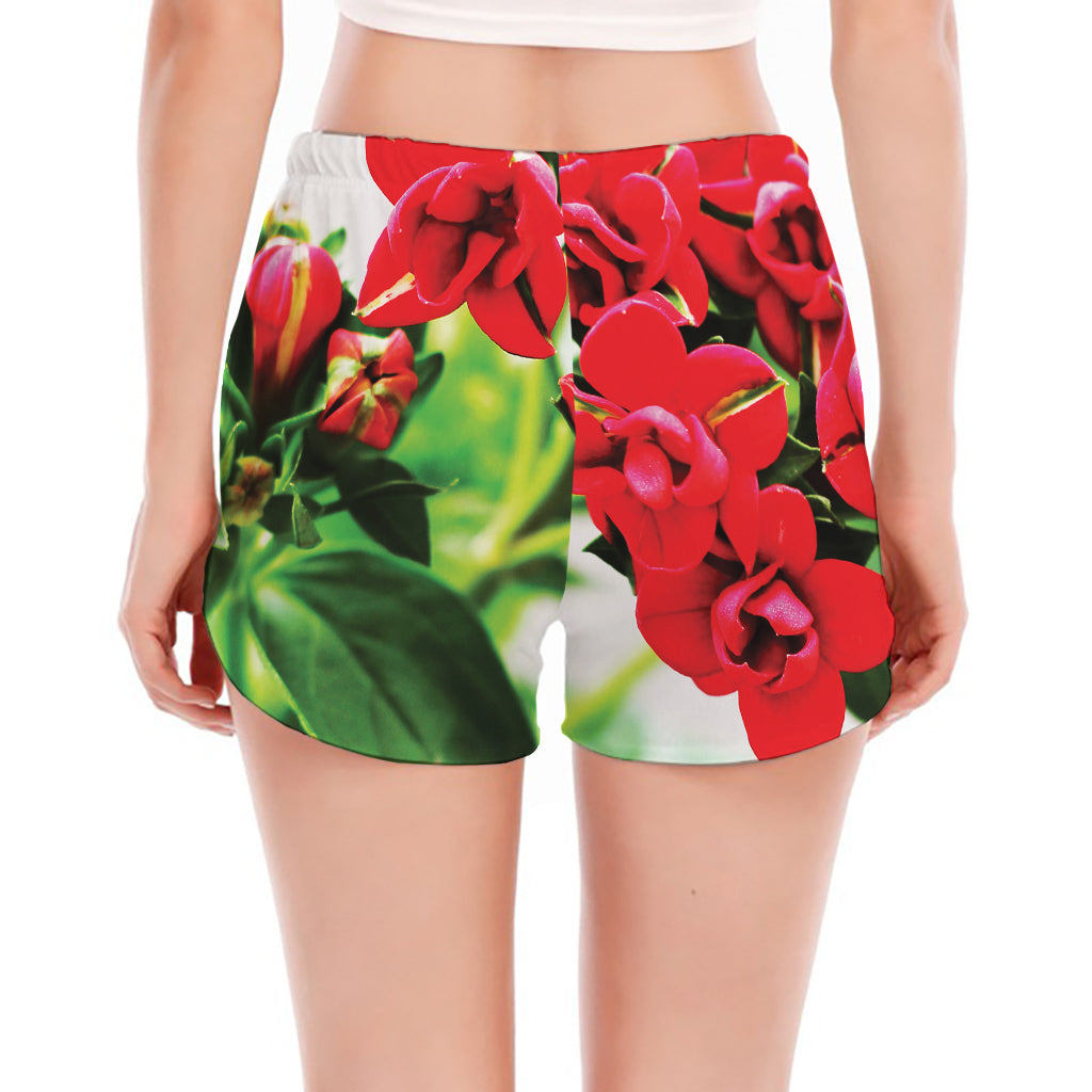 Bouvardia Plant Print Women's Split Running Shorts