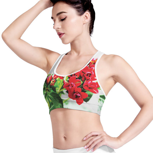 Bouvardia Plant Print Women's Sports Bra