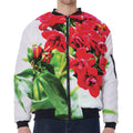 Bouvardia Plant Print Zip Sleeve Bomber Jacket