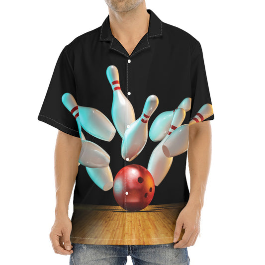 Bowling Strike Print Aloha Shirt
