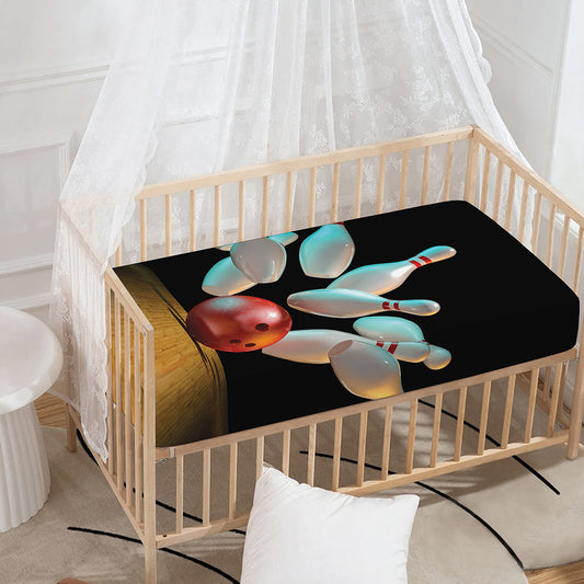 Bowling Strike Print Baby Crib Sheet