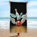 Bowling Strike Print Beach Towel