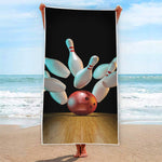 Bowling Strike Print Beach Towel