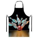 Bowling Strike Print Bib Apron With Pocket