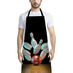 Bowling Strike Print Bib Apron With Pocket