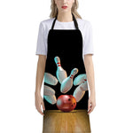 Bowling Strike Print Bib Apron With Pocket