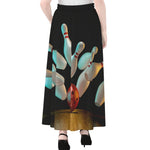 Bowling Strike Print Chiffon Maxi Skirt