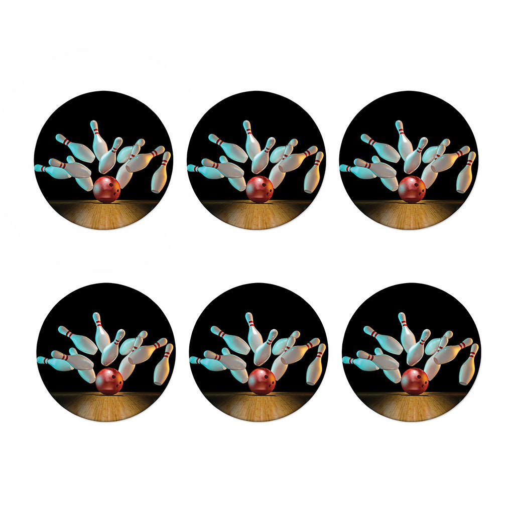Bowling Strike Print Coaster Set