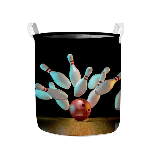 Bowling Strike Print Collapsible Laundry Basket