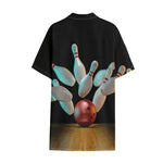 Bowling Strike Print Cotton Hawaiian Shirt