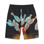 Bowling Strike Print Cotton Shorts