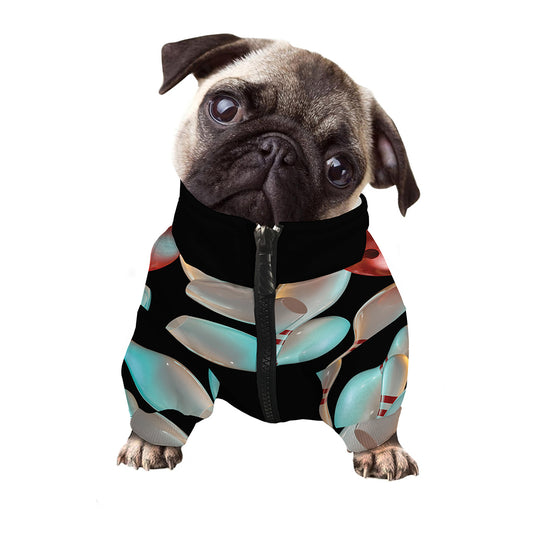 Bowling Strike Print Dog Zip Up Jacket