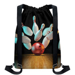Bowling Strike Print Drawstring Backpack