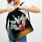 Bowling Strike Print Drawstring Backpack