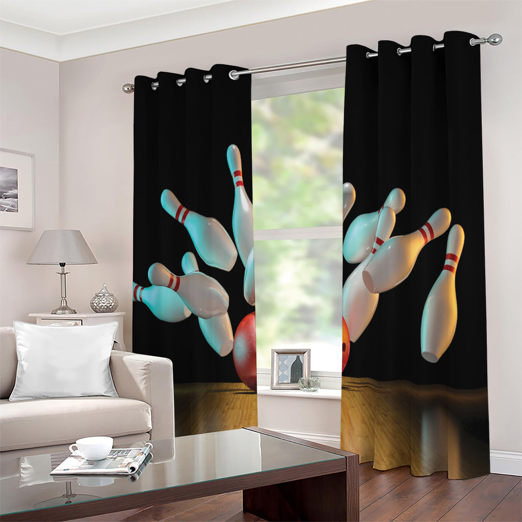 Bowling Strike Print Extra Wide Grommet Curtains