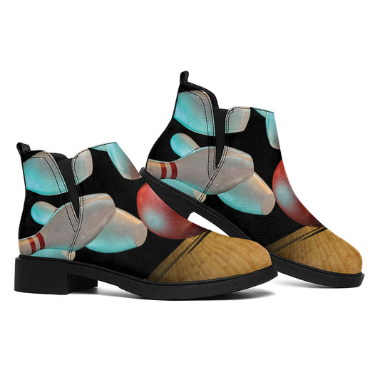 Bowling Strike Print Flat Ankle Boots