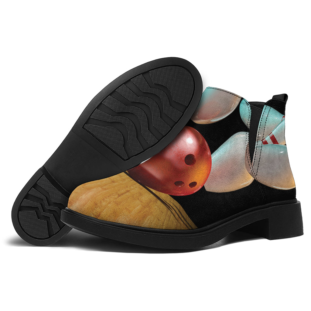 Bowling Strike Print Flat Ankle Boots