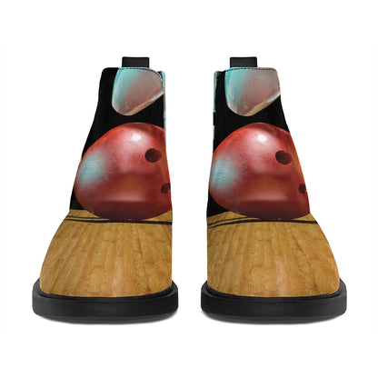 Bowling Strike Print Flat Ankle Boots