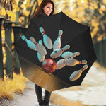 Bowling Strike Print Foldable Umbrella