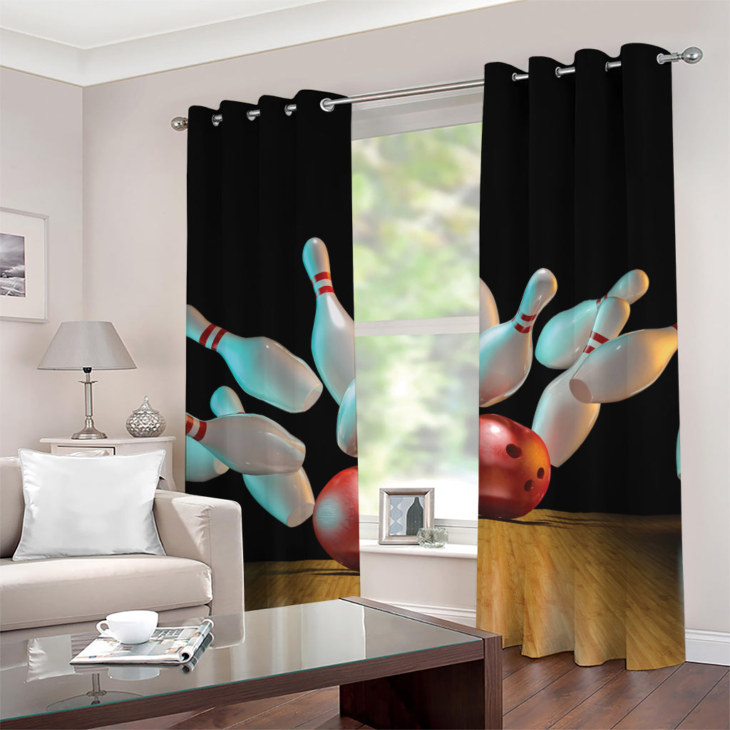 Bowling Strike Print Grommet Curtains