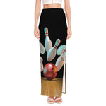 Bowling Strike Print High Slit Maxi Skirt