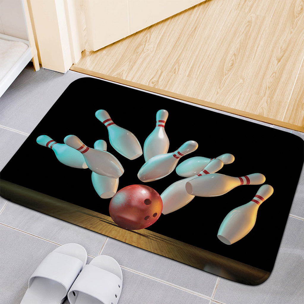 Bowling Strike Print Indoor Door Mat