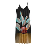 Bowling Strike Print Jersey Midi Cami Dress