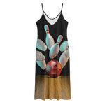 Bowling Strike Print Jersey Midi Cami Dress