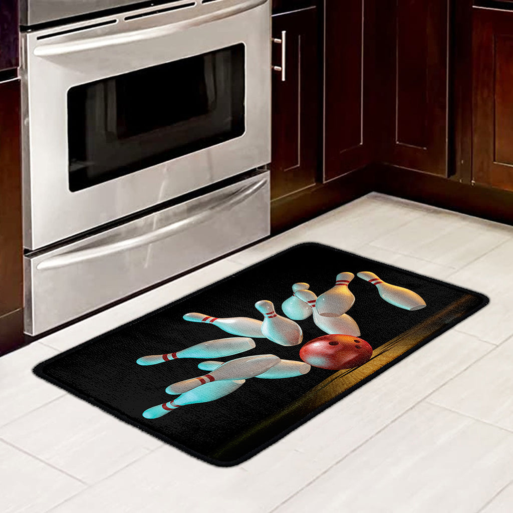 Bowling Strike Print Kitchen Mat
