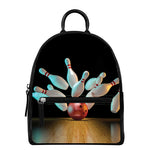 Bowling Strike Print Leather Backpack