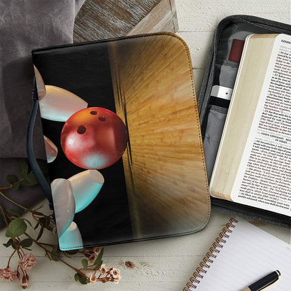 Bowling Strike Print Leather Bible Cover