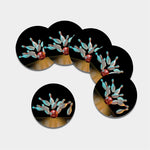 Bowling Strike Print Leather Coaster Set
