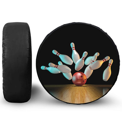 Bowling Strike Print Leather Spare Tire Cover
