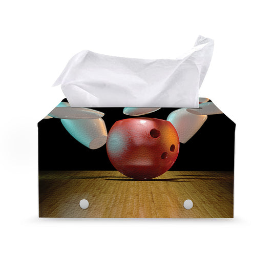 Bowling Strike Print Leather Tissue Box Cover