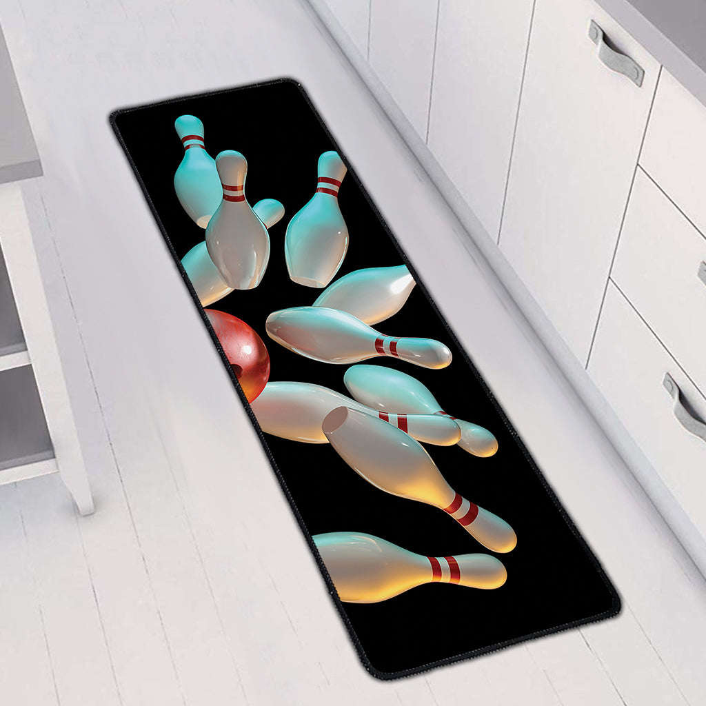 Bowling Strike Print Long Kitchen Mat